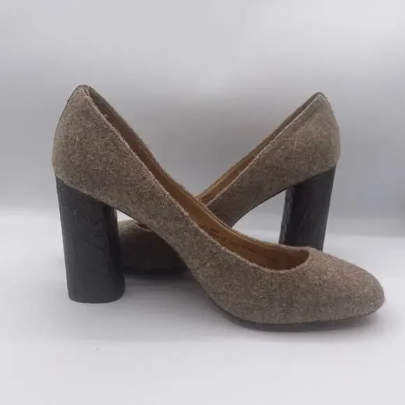 Coach Ophelia Heels Pumps Croco Gray Brown Fabric Womens 10 - Picture 5 of 9